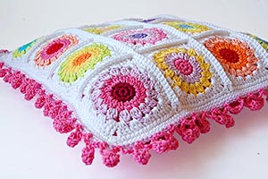 Rosie posie granny square cushion