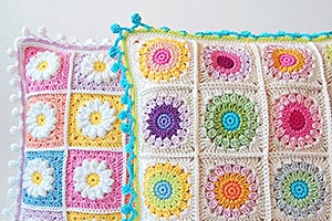 Colorful granny square pillows free pattern