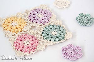Colorful popcorn granny square
