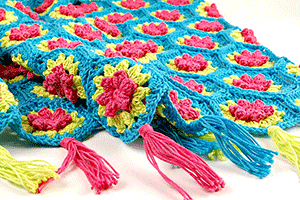 Crochet hexagon flowery blanket