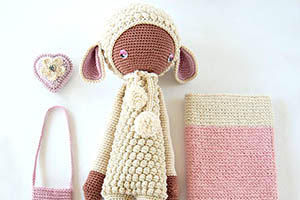 Lupo the lamb and crochet kindle pouch