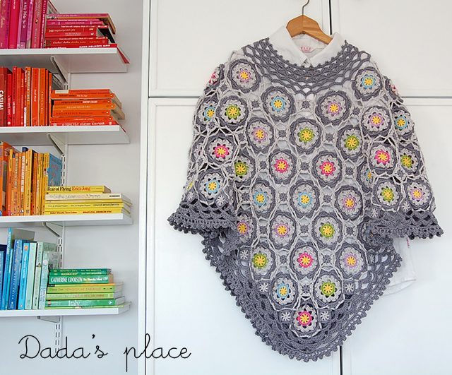 Beautiful flowery crochet poncho