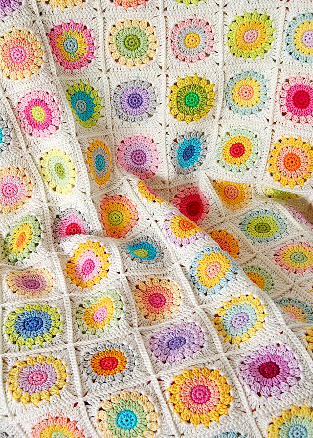 Beautiful granny square crochet blanket