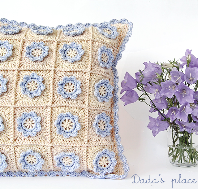 Beautiful granny square crochet pillow