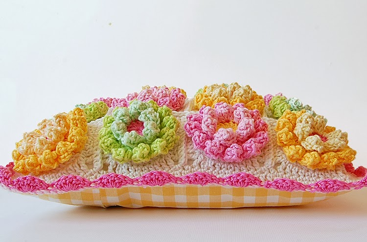Colorful crochet cushion