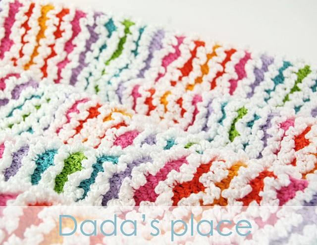 Colorful crochet ruffle blanket