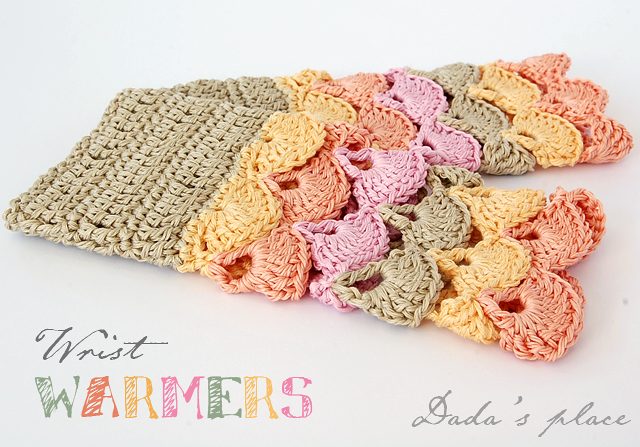 Colorful crochet wrist warmers free pattern