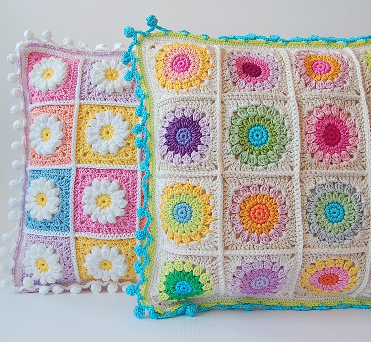 Colorful granny square pillows free pattern