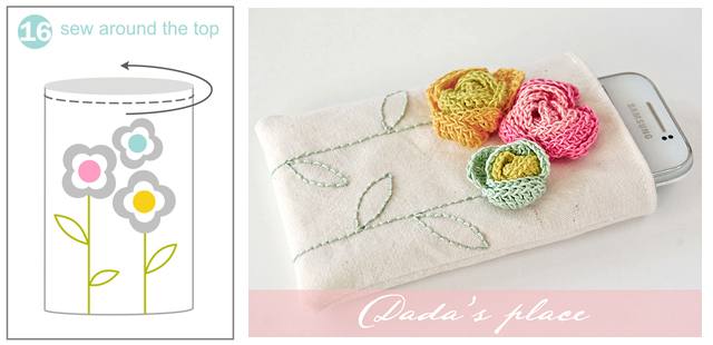 Crochet flowers pouch free photo tutorial