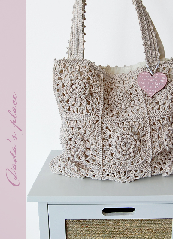 Crochet granny square tote bag