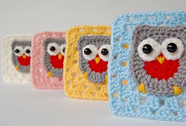 Crochet owl granny square free pattern
