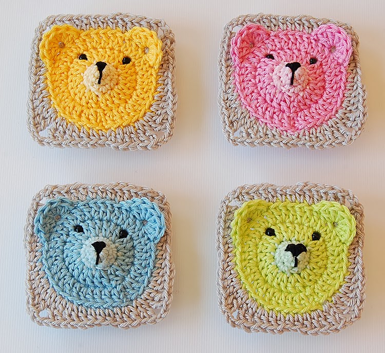 Cute teddy bear granny square