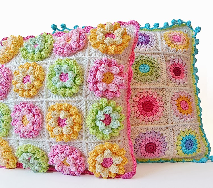 Cutest flowery crochet cushion free pattern