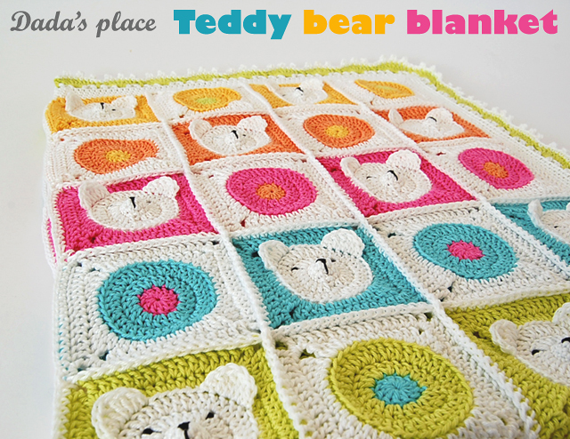 Dada's place teddy bear crochet blanket