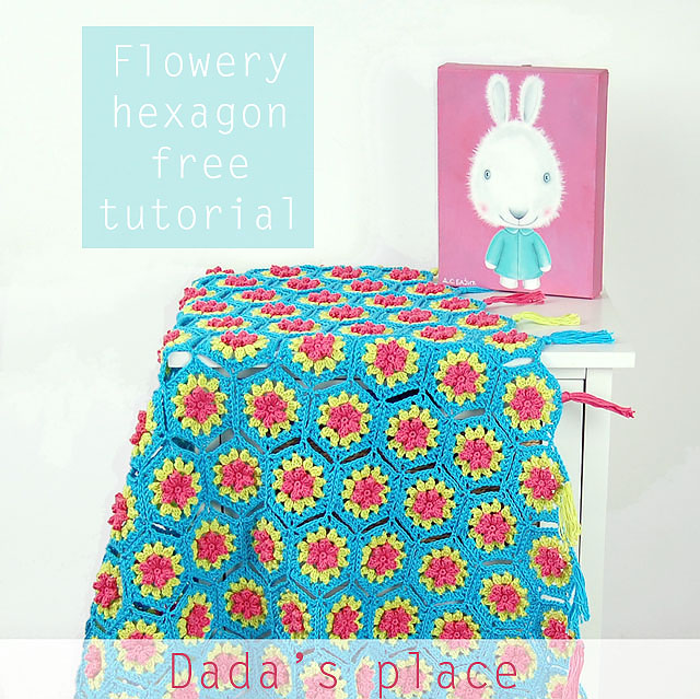 Free crochet flowery hexagon tutorial