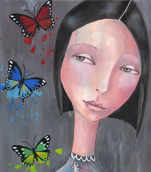 Girl with butterflies