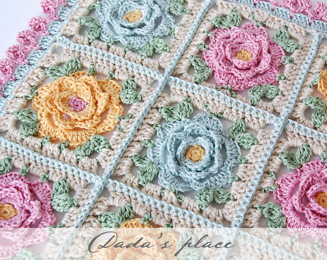 Japanese flower crochet pillow