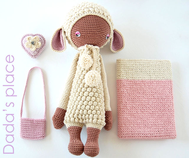 Lupo the lamb and crochet kindle pouch