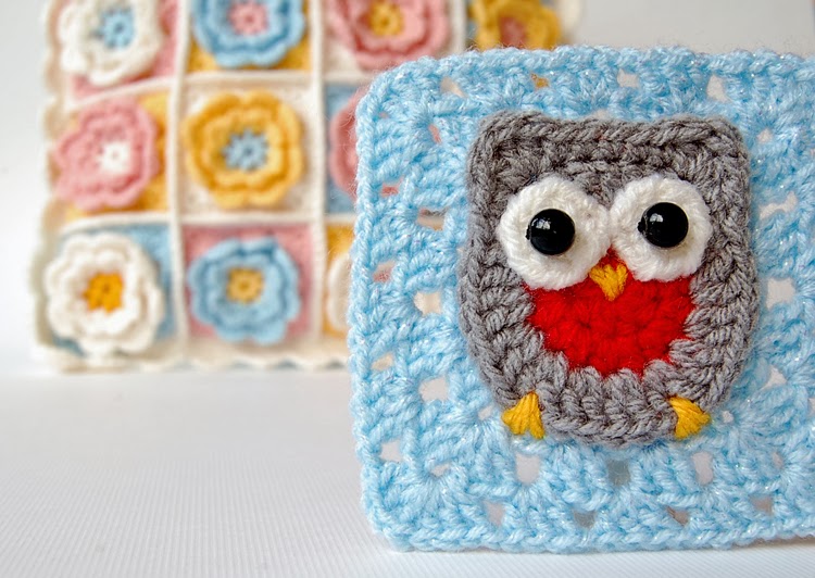 Owl granny square free pattern