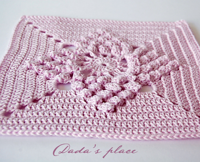 Popcorn crochet granny square free pattern