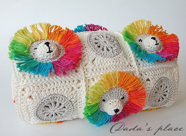 Rainbow lion crochet blanket