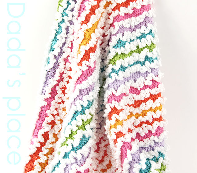 Rainbow ruffle crochet blanket