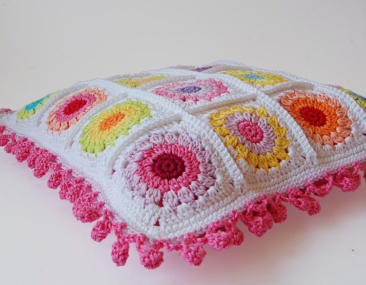 Rosie posie granny square cushion