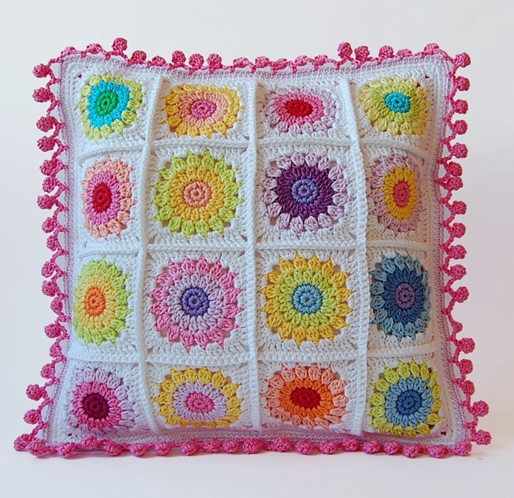 Rosie posie granny square pillow