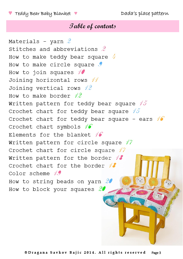 Crochet Baby Blanket Size Chart