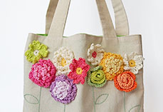 Tote Bag With Crochet Flowers