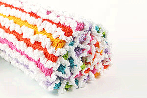 Rainbow ruffle crochet blanket