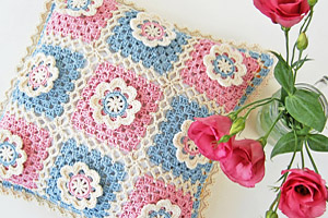flowery crochet cushion